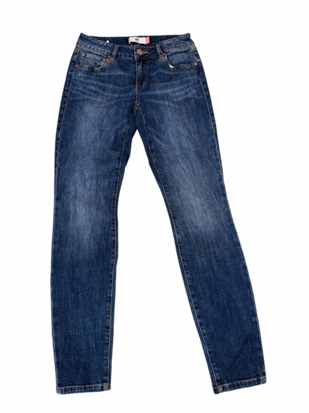 CAbi Indigo Skinny Jeans with Faded Whiskering